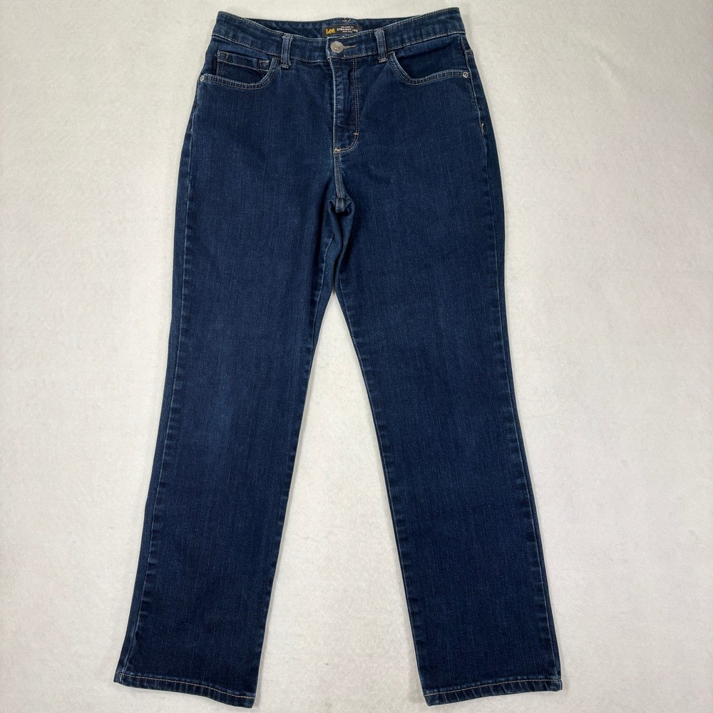 Lee Instantly Slims Straight Leg Jeans Womens 6S Short High Rise Stretch Denim